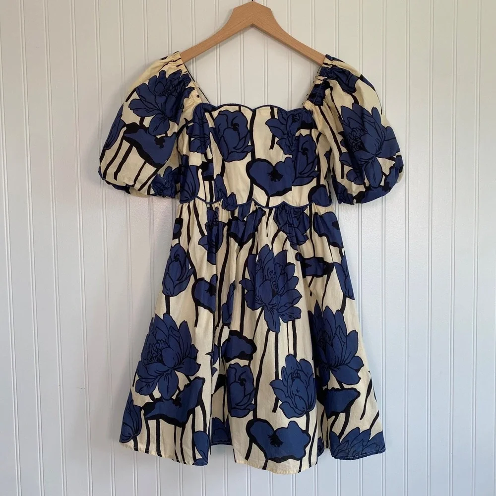 Entro Womens Puff Sleeve Coquette Floral Mini Dress Size S Kindle Garden Party - Picture 2 of 12